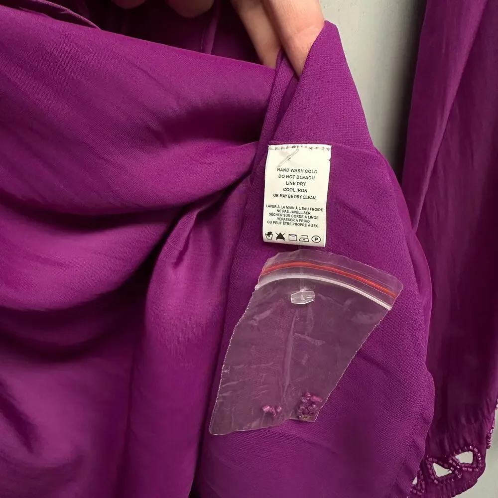 Ramy Brook Eyelet Molly Purple Flare-Sleeve Dress XXS - Picture 5 of 6